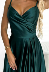 LBD Exclusive Green Chiara Satin Maxi Dress