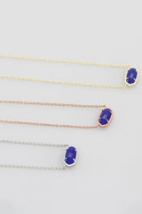 Blue Oval Pendant Necklace