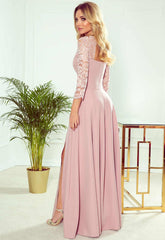 LBD Exclusive Pink Amber Maxi Lace Dress