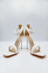 Miss Diva Ardeen Padded Stiletto Square Toe Heels in White