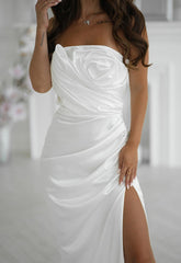 LBD Exclusive White Camila Satin Maxi Dress