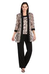 3D Floral Long Pant Suit Formal Jacket R&M Richards 3352