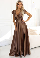 LBD Exclusive Mocha Latte Crystal Maxi Dress
