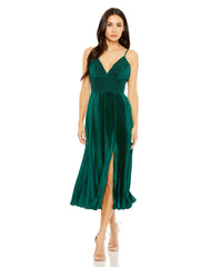 A Line Cocktail Pleated Midi Length Dress A Line Pleated Midi Cocktail Mac Duggal 49721