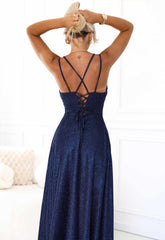 LBD Exclusive Navy Shimmer Artemis Maxi Dress