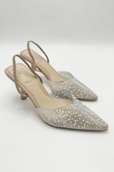 Miss Diva Kiana Diamante Court Shoes in Nude