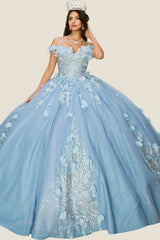 3D Floral Applique Corset Quinceanera Dress Cinderella Couture 8061J