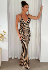 Nazz Collection Black and Gold Timeless Maxi Dress