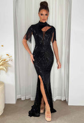 Nazz Collection Black Runway Party Dress