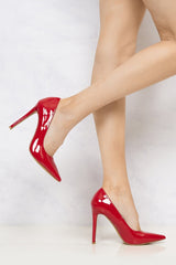 Miss Diva Red Mila High Stiletto Heel Court Shoe
