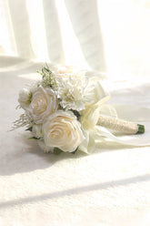 Artificial White Rose Hydrangea Cascade Wedding Flower Bouquets