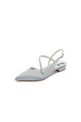 Beaded Pointed Toe Buckle Kitten Heels
