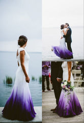 Colored Wedding Dresses, Purple And White Wedding Dress, Ombre Wedding Dress Prom Dress