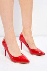 Miss Diva Red Ingrid Pointed Toe Court Heels