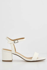 Miss Diva White Flori Block Heel Shoe