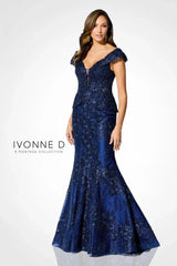 Ivonne D ID900 Long Formal Lace Sequin Evening Dress