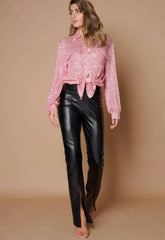Little Black Dress Baby Pink Sequin Shirt