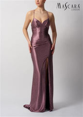 Mascara London Tie Back Satin Amethyst Dress