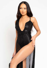 Nazz Collection Black One Night Only Sequin Maxi Dress