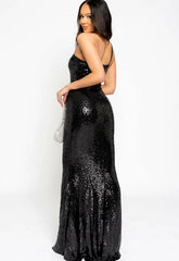 Nazz Collection Black Phantasy Sequin Maxi Dress