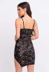 Nazz Collection Black Cupid Lace Mini Dress