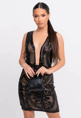 Nazz Collection Black Forever Sequin Mini Dress