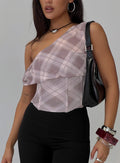 Amabelle Corset Draped Top Multi Plaid