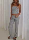 Ace Of Spades Strapless Set Navy / Grey Stripe