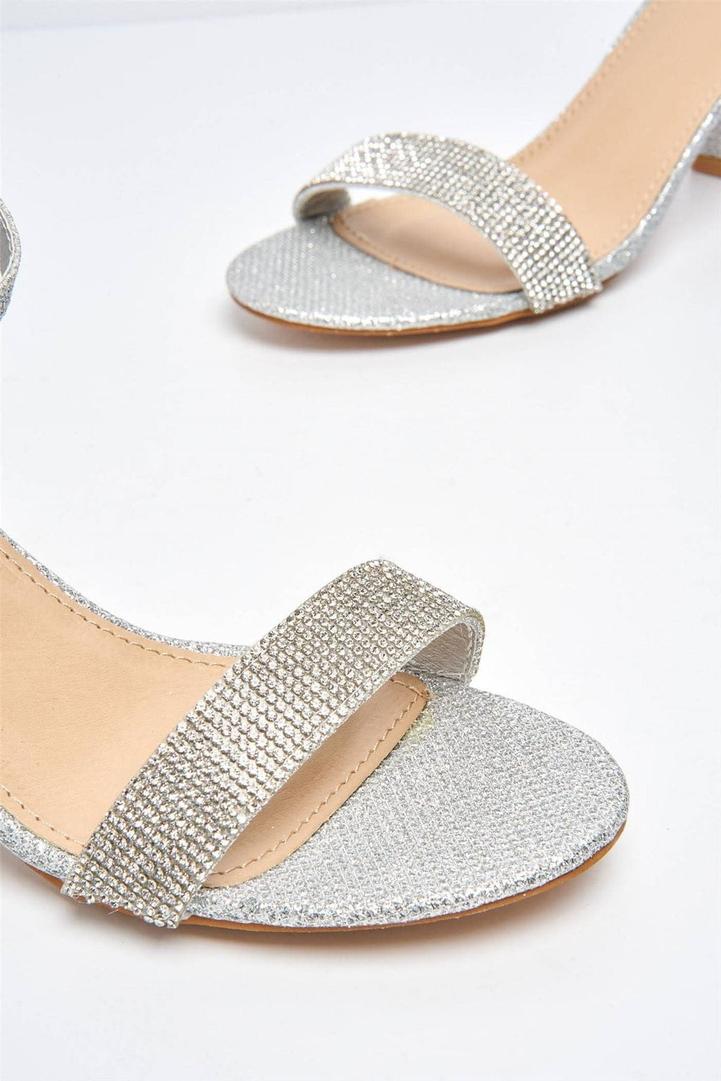 Miss Diva Silver  Asti Block Heel Ankle Strap Sandal