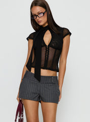 Body Electric Low Rise Shorts Grey Pinstripe