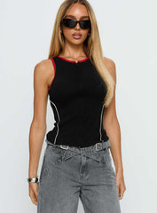 Alyna Zip Through Knit Top Black