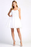 Adora 1004 Short A Line Lace Applique Wedding Dress