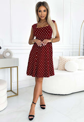 LBD Exclusive Maroon Polka Dot Stella Shift  Dress