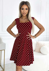LBD Exclusive Maroon Polka Dot Stella Shift  Dress
