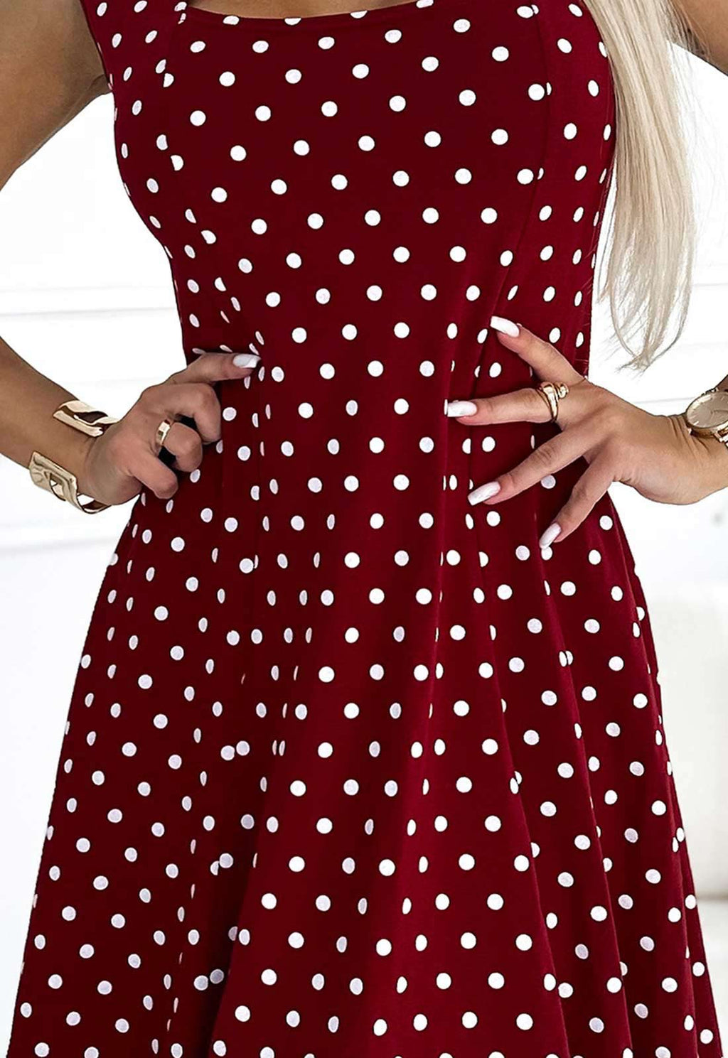 LBD Exclusive Maroon Polka Dot Stella Shift  Dress