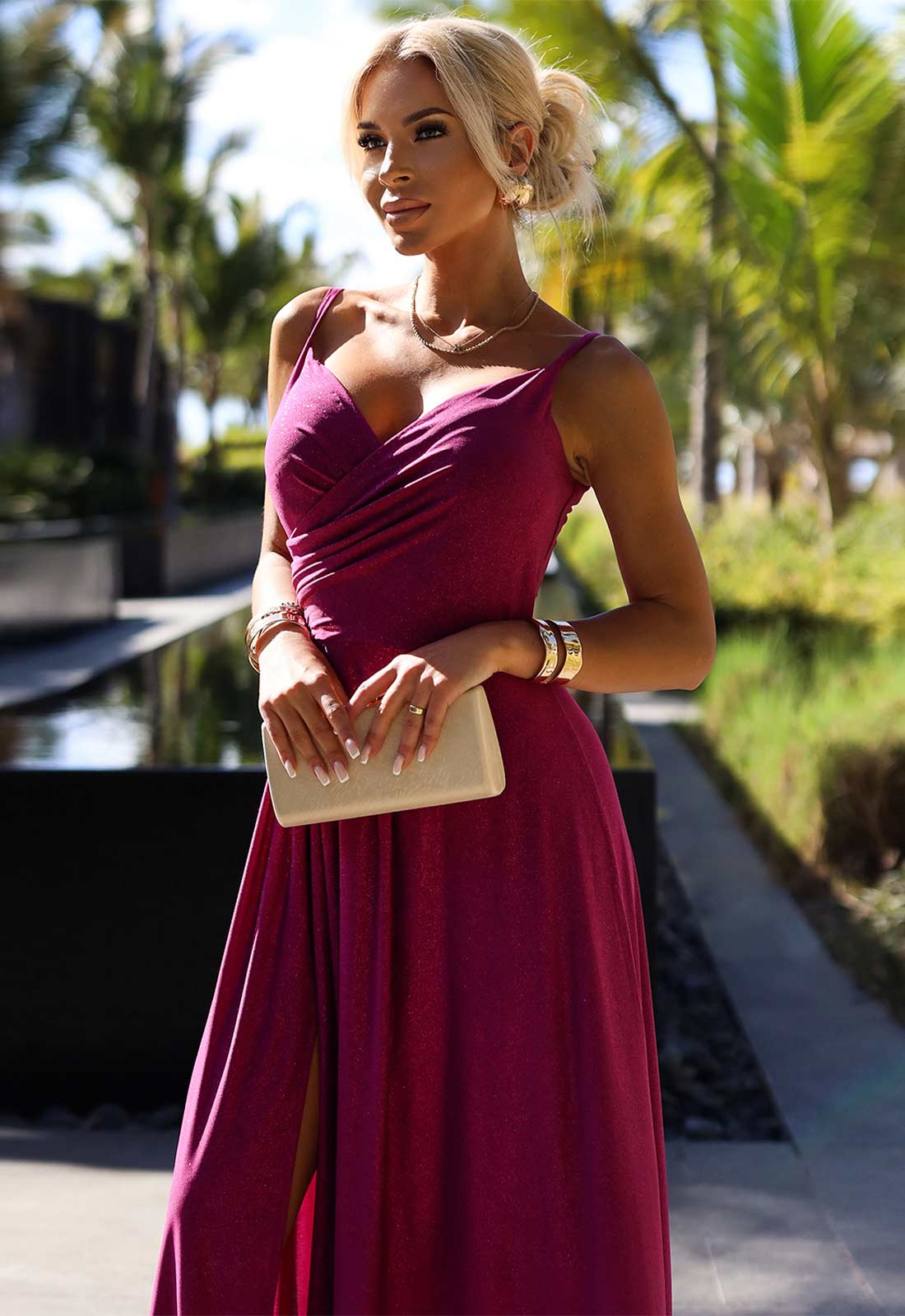 LBD Exclusive Fuschia Pink Chiara Maxi Dress