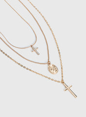 Broken Clocks Layered Necklace Gold