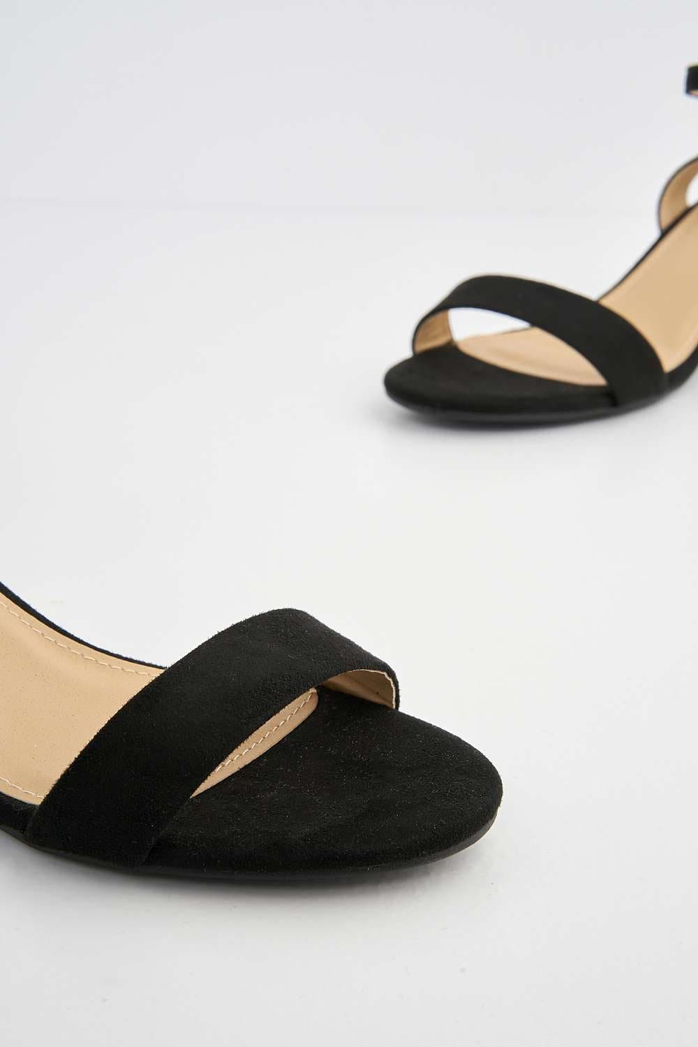 Miss Diva Black Flori Block Heel Anklestrap Sandal