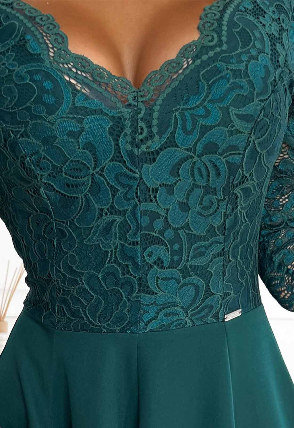 LBD Exclusive Green Amber Lace Dress