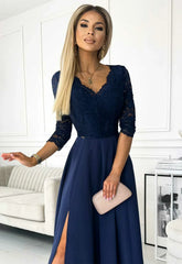 LBD Exclusive Navy Amber Lace Maxi Dress