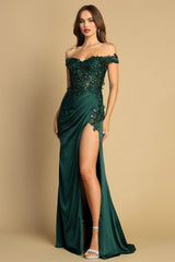 Adora 3101 Long Evening Fitted Floral Slit Prom Dress