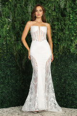 Adora 3160 Long Bridal Glitter Print Wedding Dress