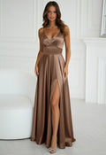 LBD Exclusive Latte Satin Luna Maxi Dress