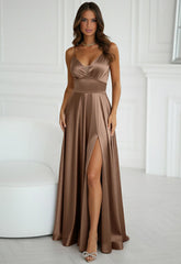 LBD Exclusive Latte Satin Luna Maxi Dress