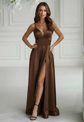 LBD Exclusive Mocca Satin Luna Maxi Dress