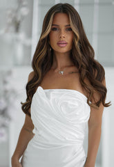LBD Exclusive White Camila Satin Maxi Dress