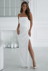 LBD Exclusive White Camila Satin Maxi Dress