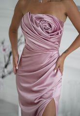 LBD Exclusive Electric Baby Pink Camila Satin Maxi Dress