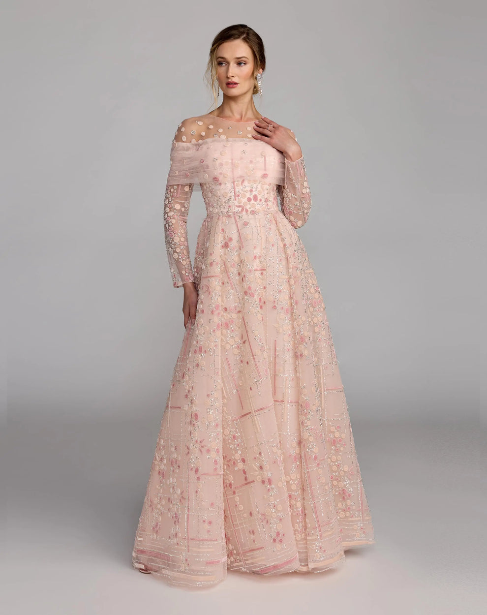 A Line Long Formal Long Sleeve Mother of the Bride Dress Mac Duggal 37119