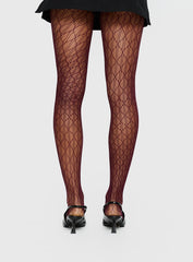 Amelyn Textured Sheer Tights Red
